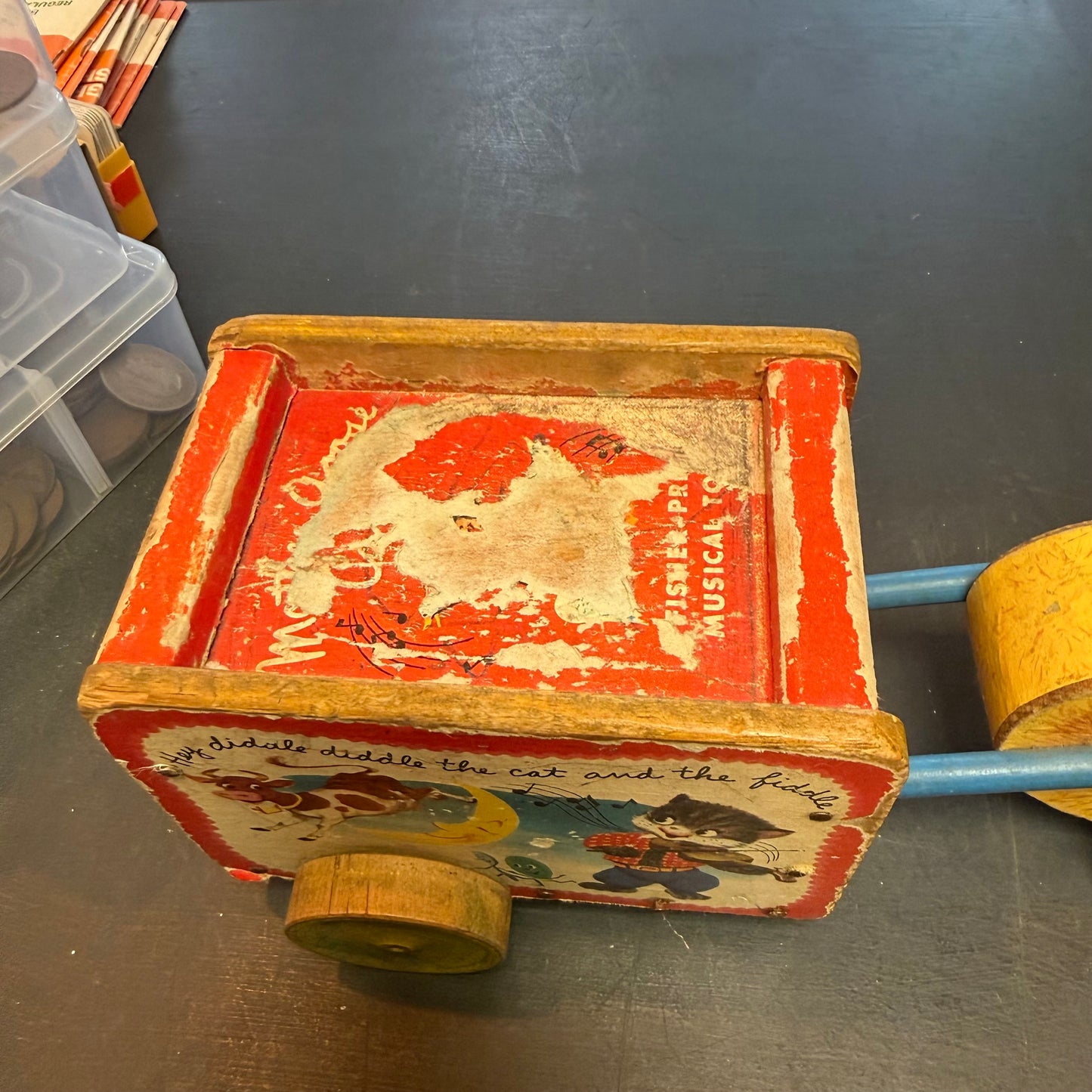 Vintage Push Along Musical Duck Toy