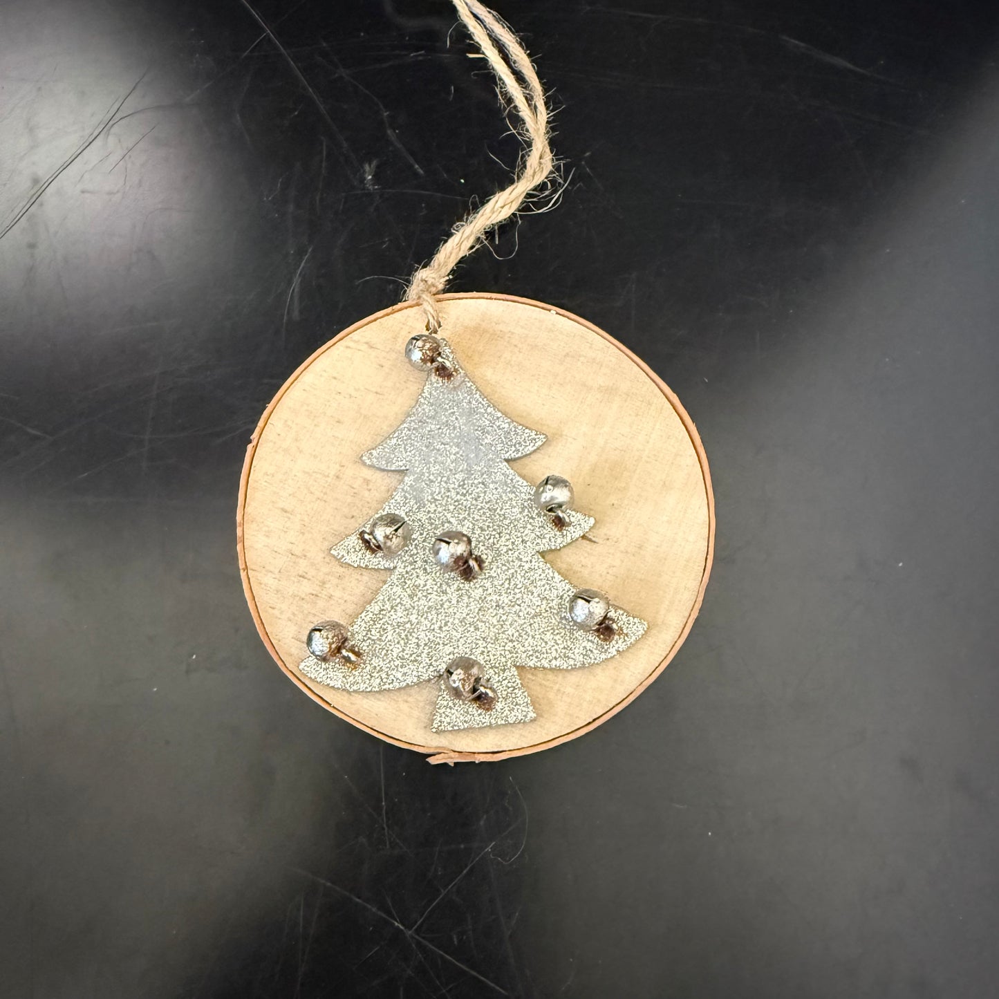 Rustic log style Christmas tree decoration