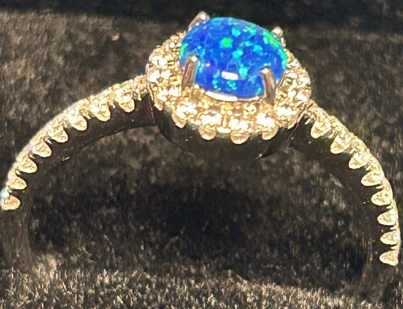 Silver Ring Size Q Blue Stone