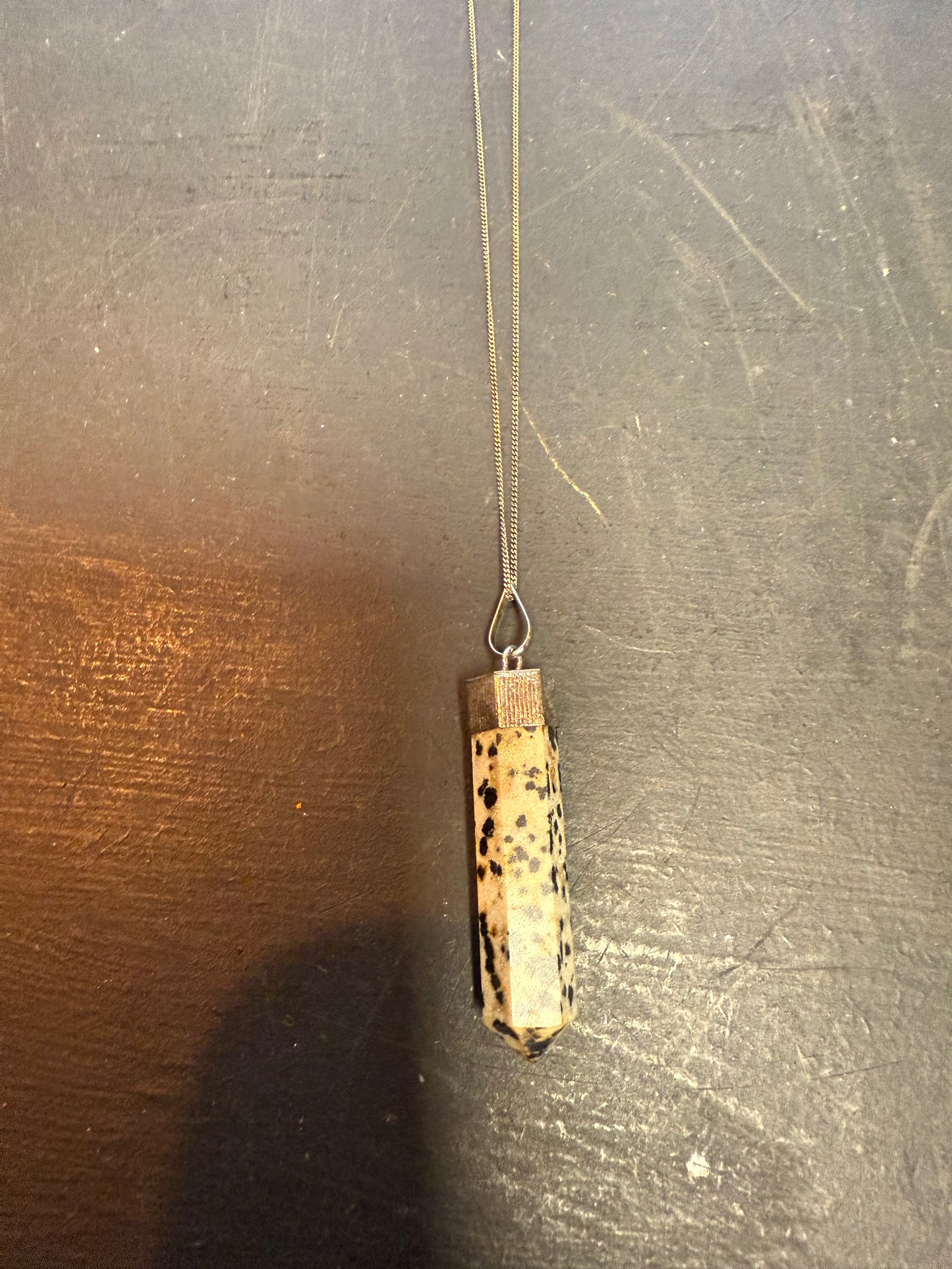 Dalmation Jasper pencil pendant necklace