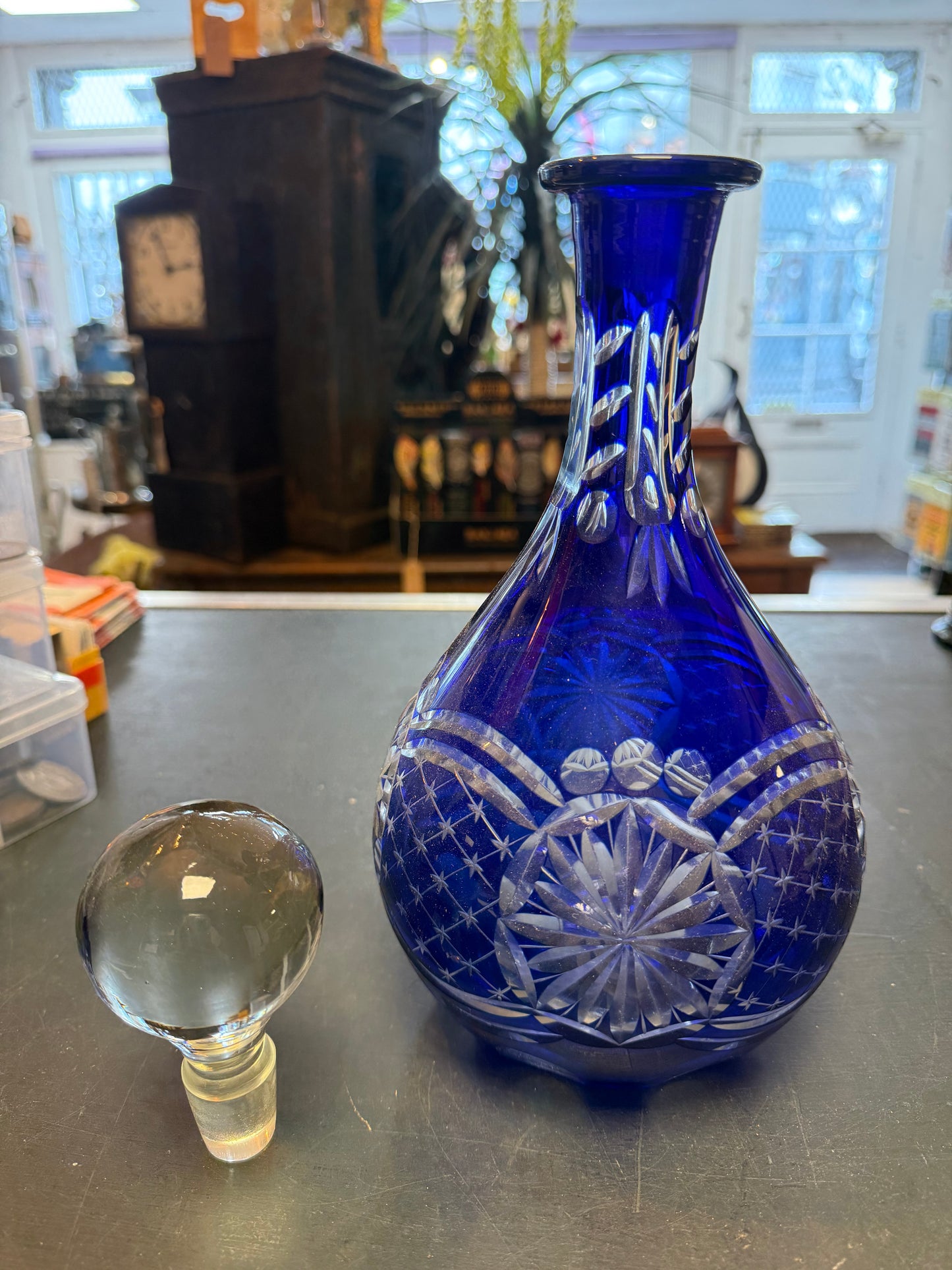 Blue Glass Decorative Decanter