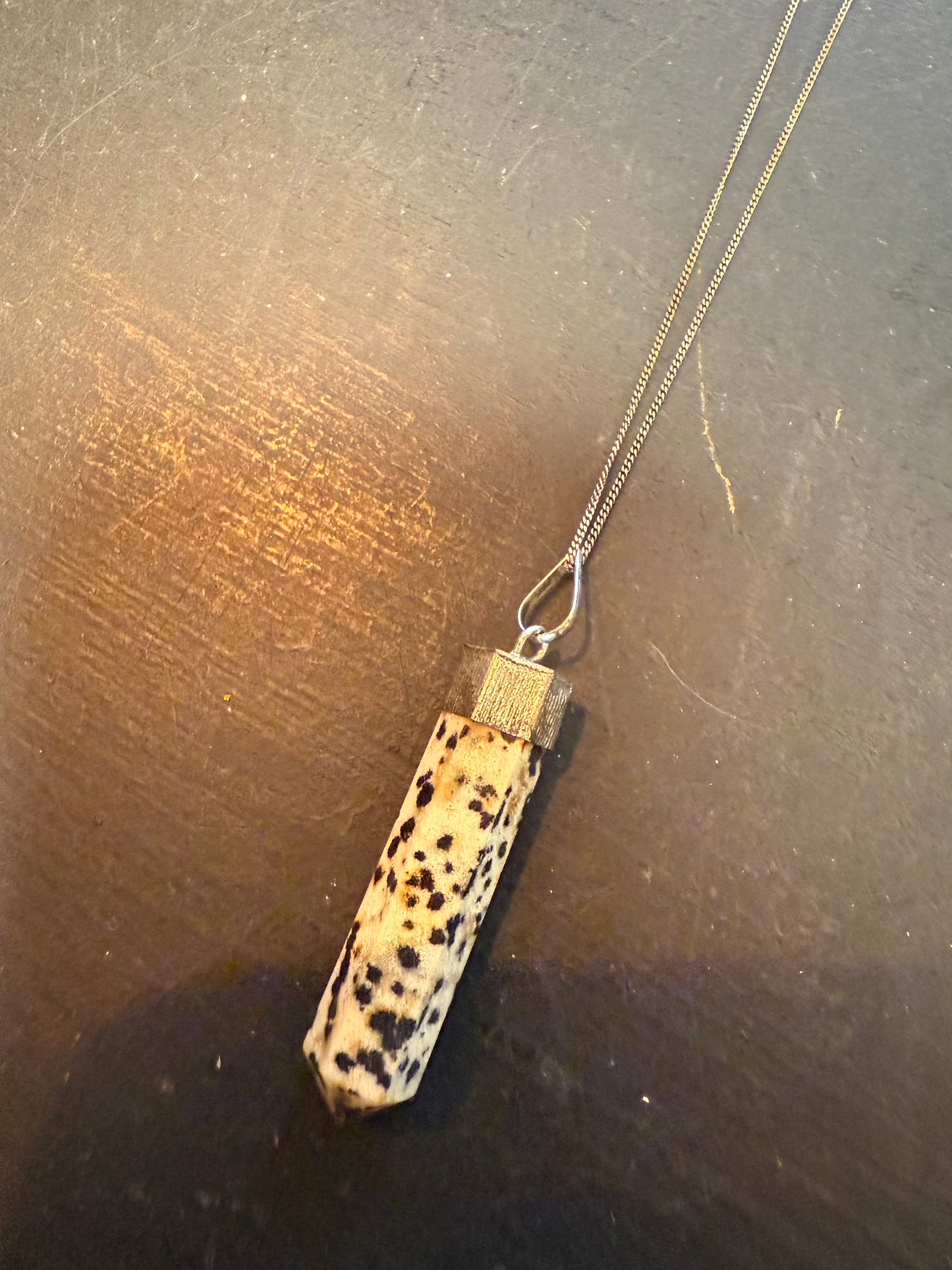 Dalmation Jasper pencil pendant necklace