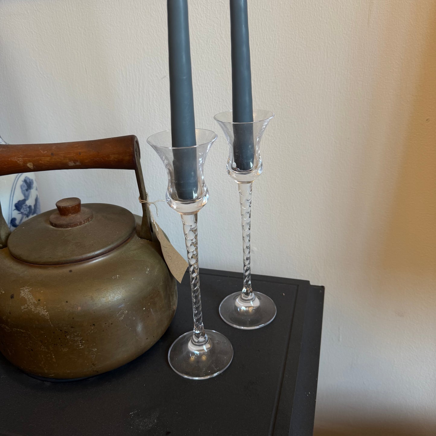 Pair of glass candlesticks