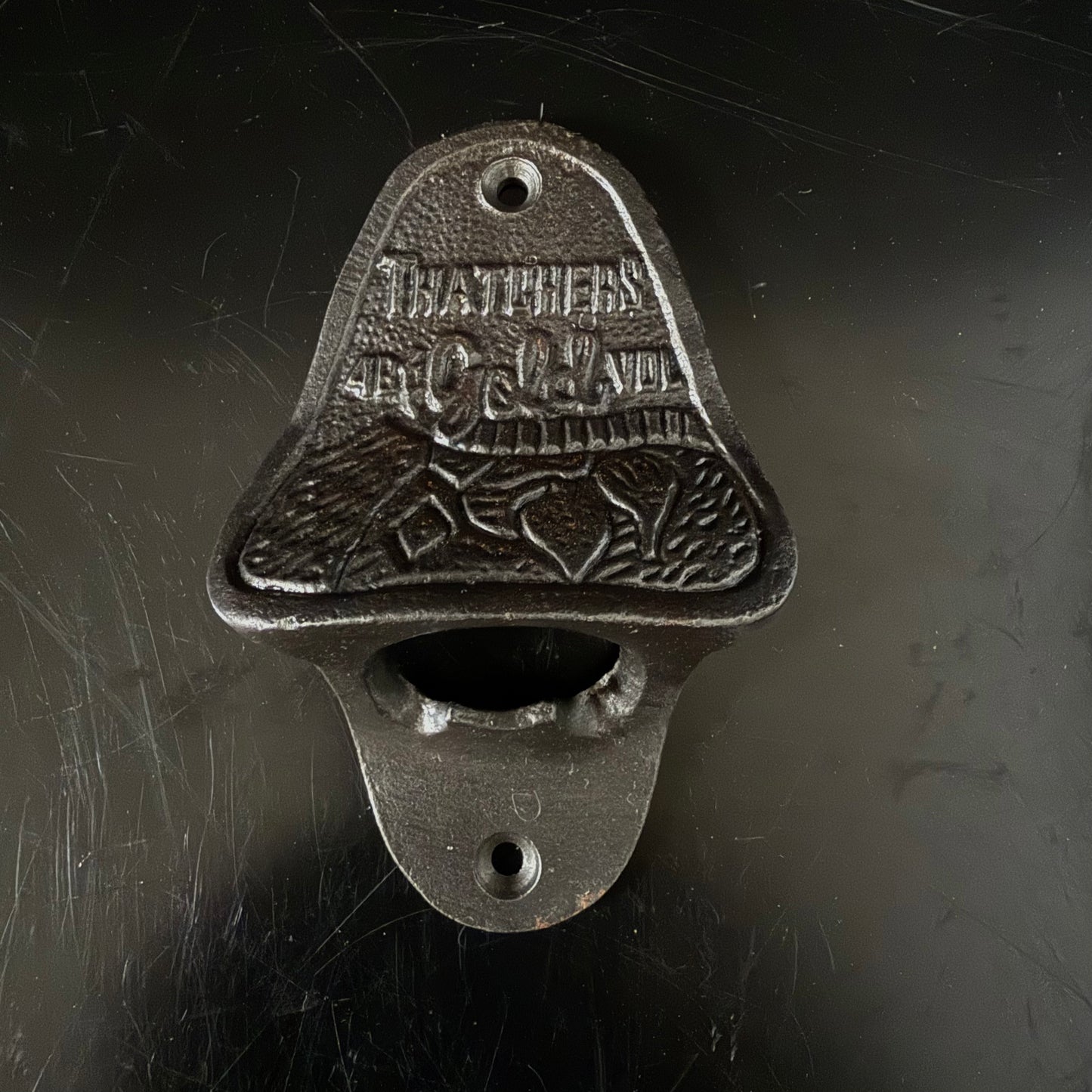 Antqiued Iron thatcher gold Bottle Opener