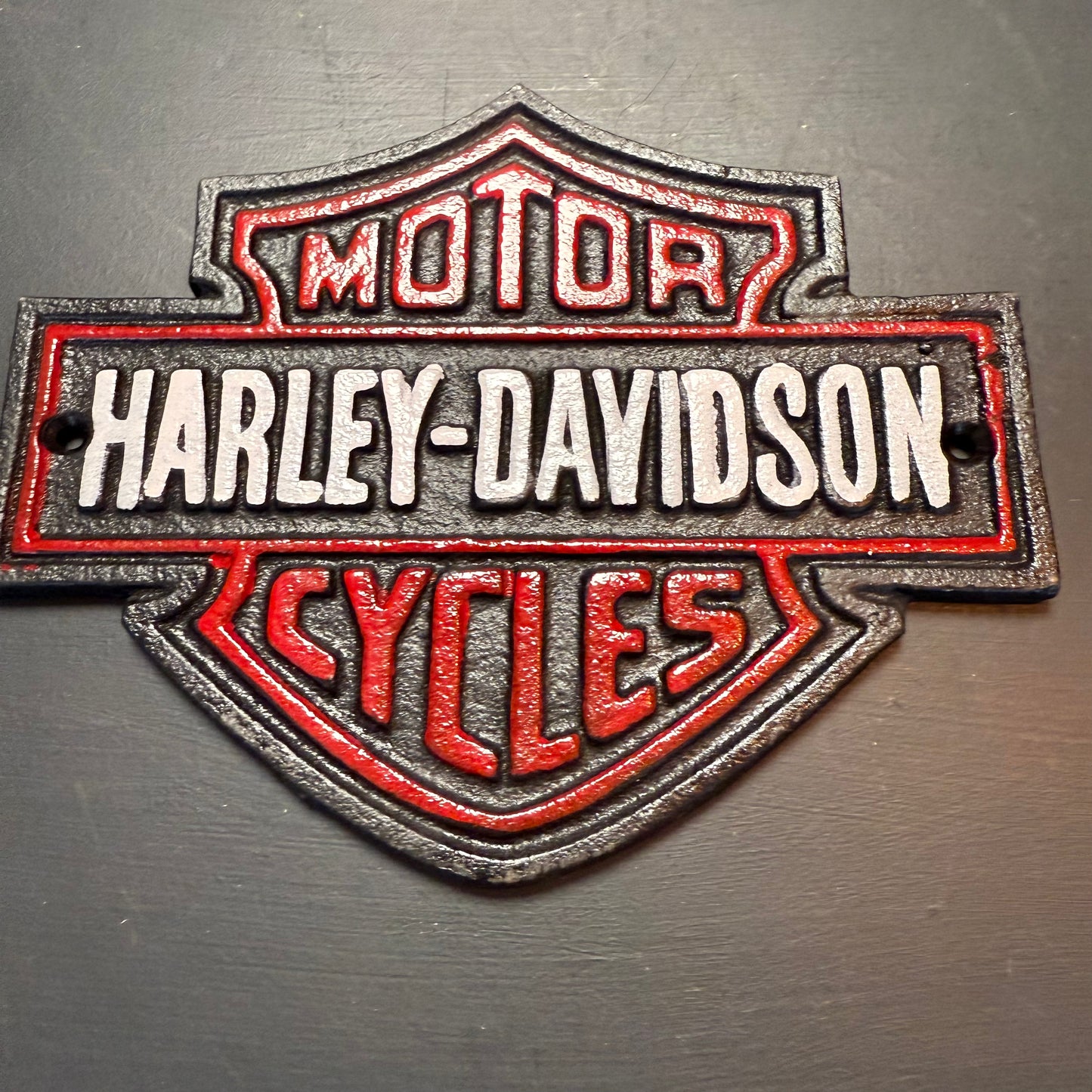 Reproduction Vintage Style Cast iron Harley Davidson Sign / Plaque.