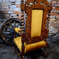 Antique Victorian Jacobean Revival Carved Throne Chair