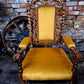 Antique Victorian Jacobean Revival Carved Throne Chair