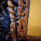 Antique Victorian Jacobean Revival Carved Throne Chair