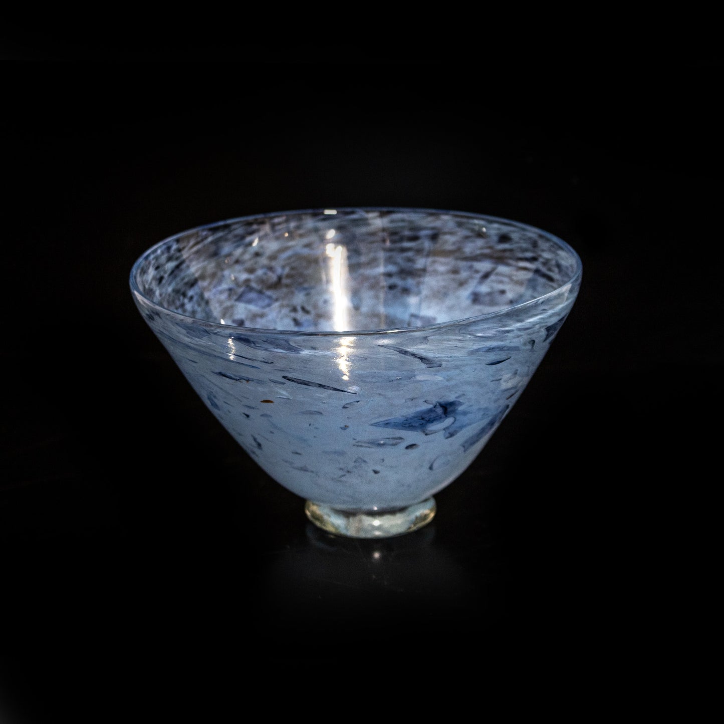 Vintage Blue Hand Blown Glass Small Bowl Studio Glass Art