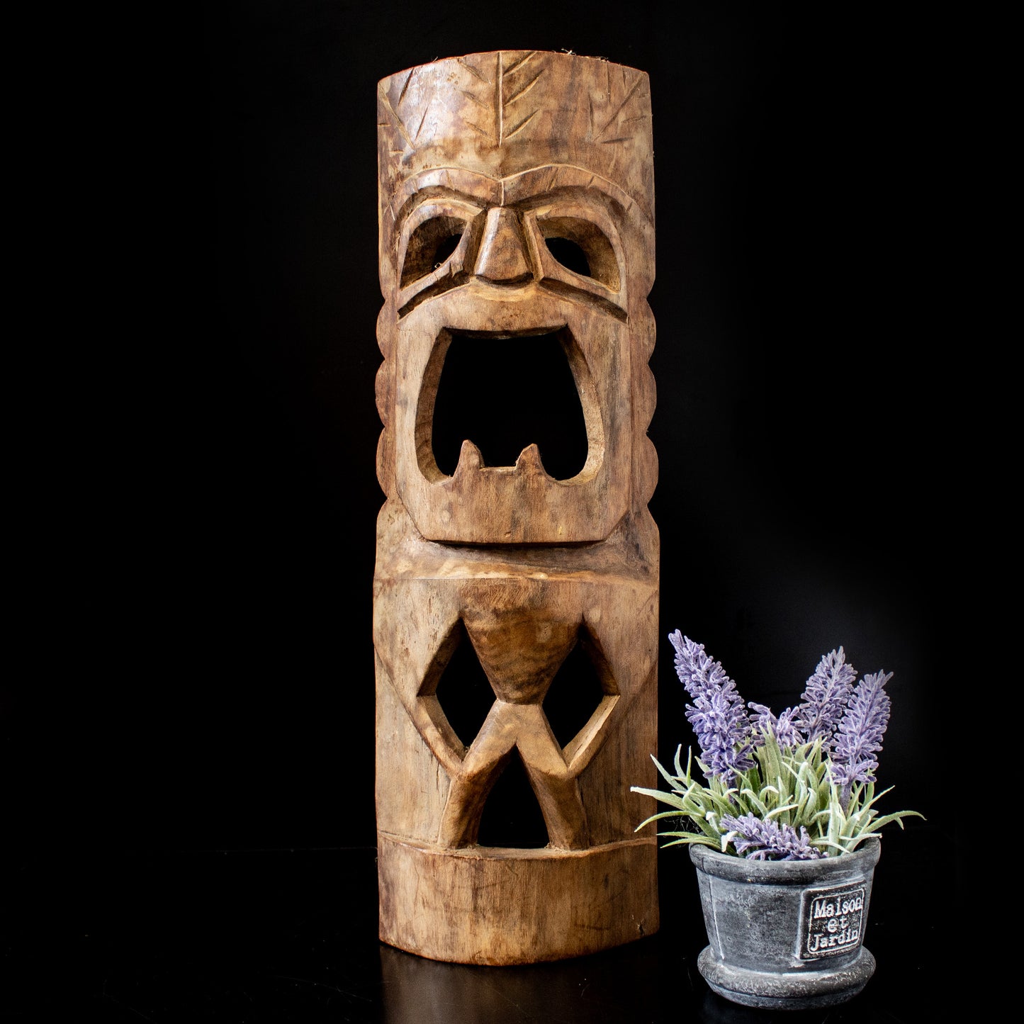 Vintage Carved Wood Tiki Mask