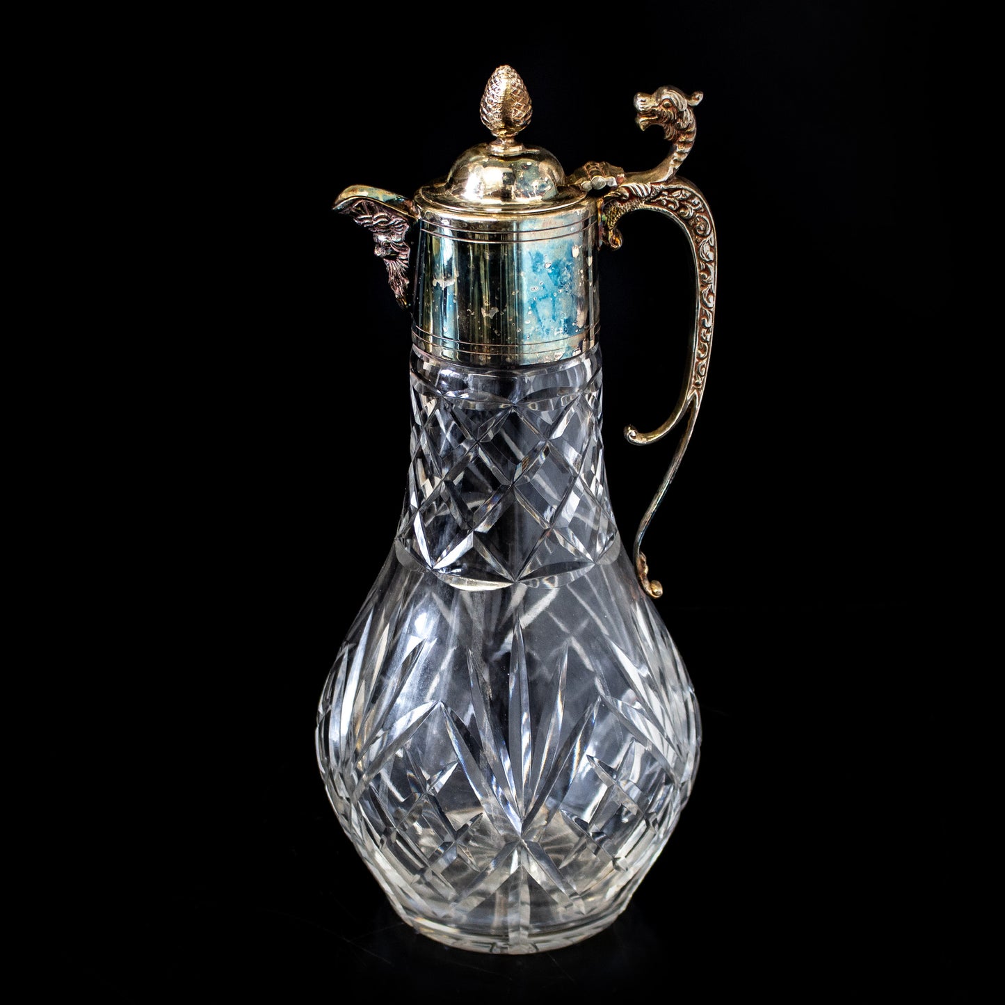 Antique Vintage Mappin & Webb Silver Plate Cut Glass Claret Jug