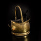 Antique Vintage Lombard England Brass Coal Scuttle With Tongs