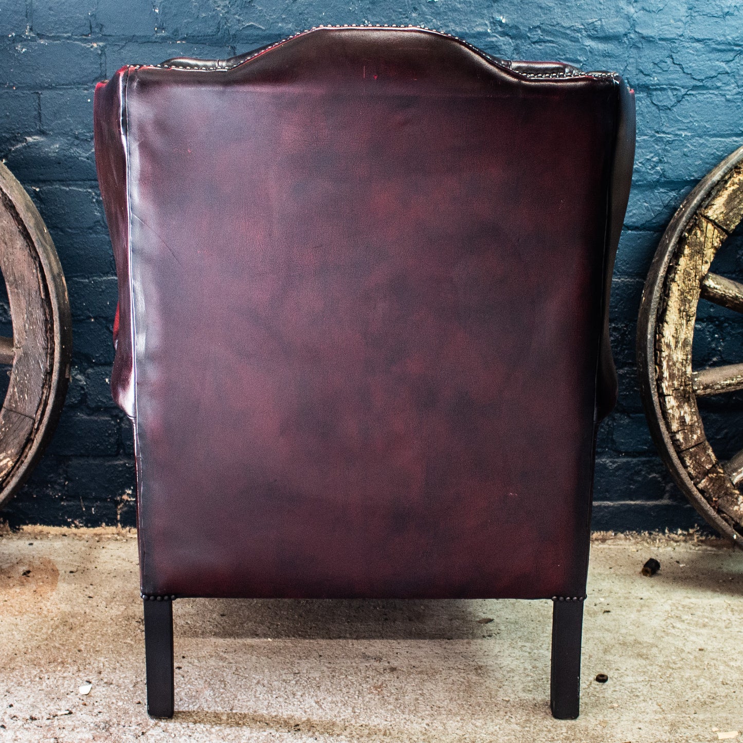 Oxblood Red Leather Chesterfield Wingback Armchair