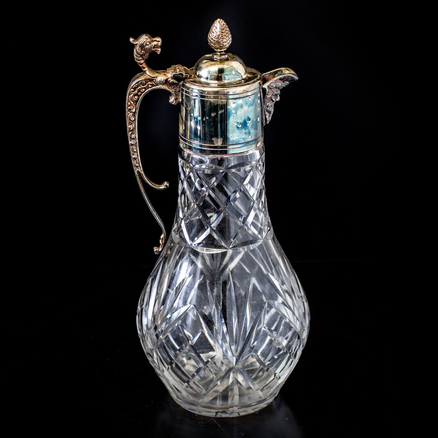 Antique Vintage Mappin & Webb Silver Plate Cut Glass Claret Jug
