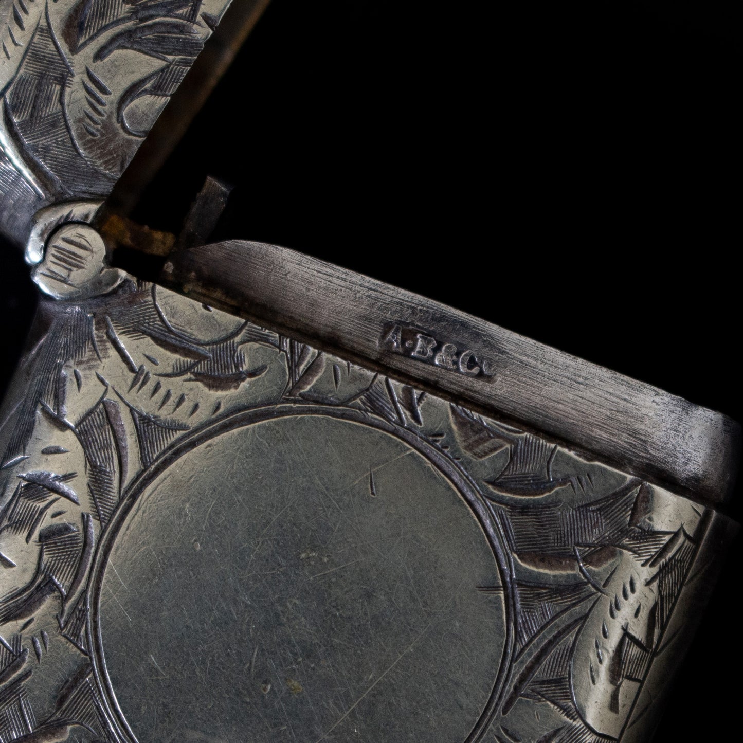 Antique A.B & Co Silver Plate Vesta Case