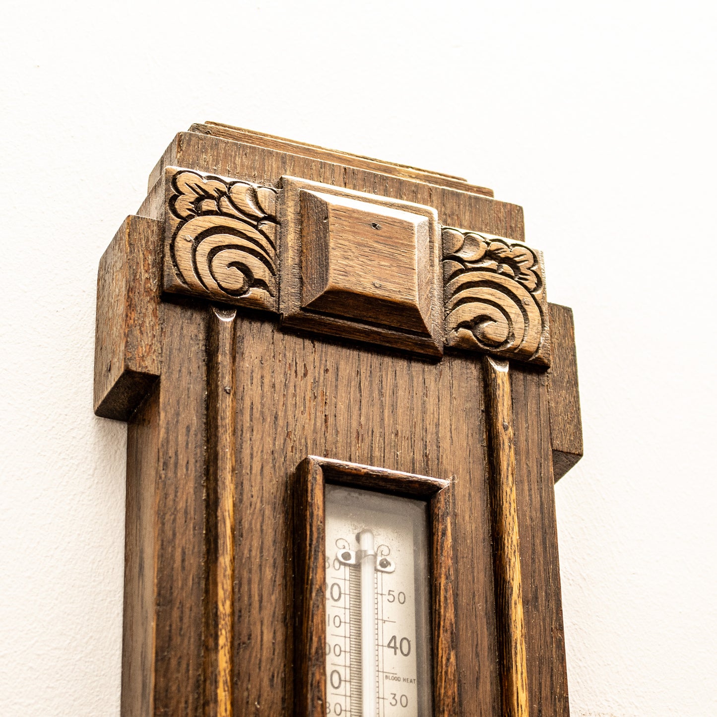 Antique Vintage Wall Mounted Solid Oak Barometer