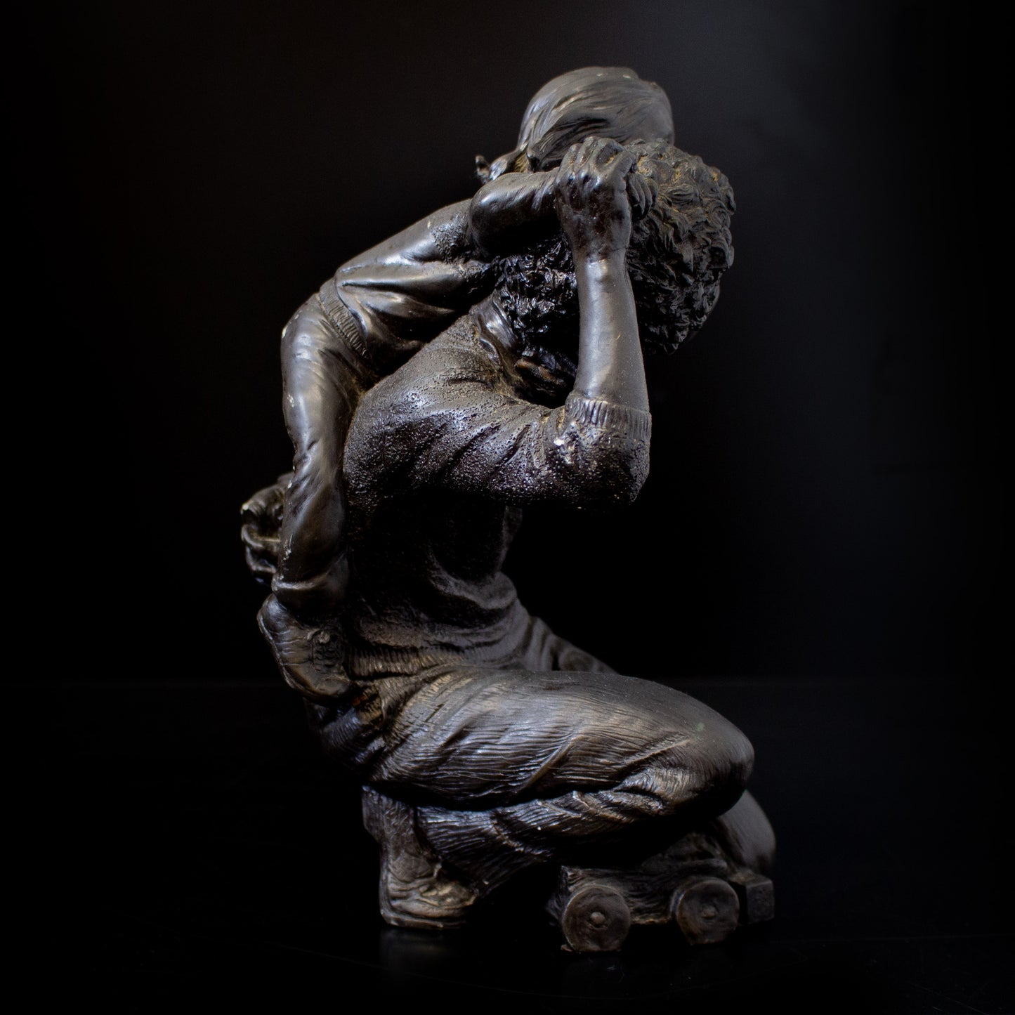 Vintage Father & Daughter Bronze Effect Figure