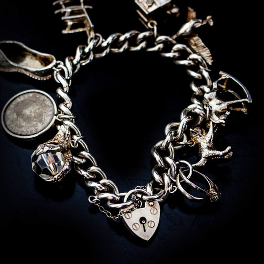 Vintage ASJ Silver Hallmarked Charm Bracelet With Charms