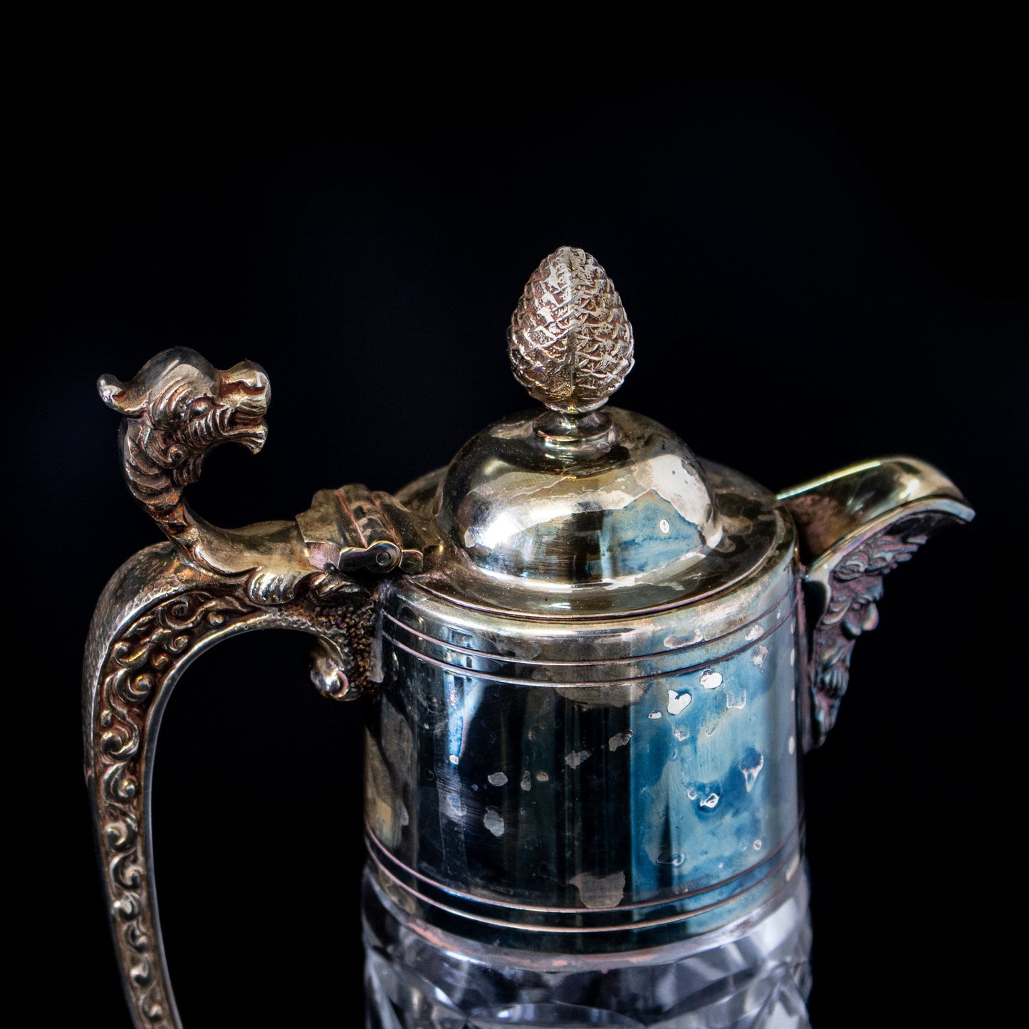 Antique Vintage Mappin & Webb Silver Plate Cut Glass Claret Jug