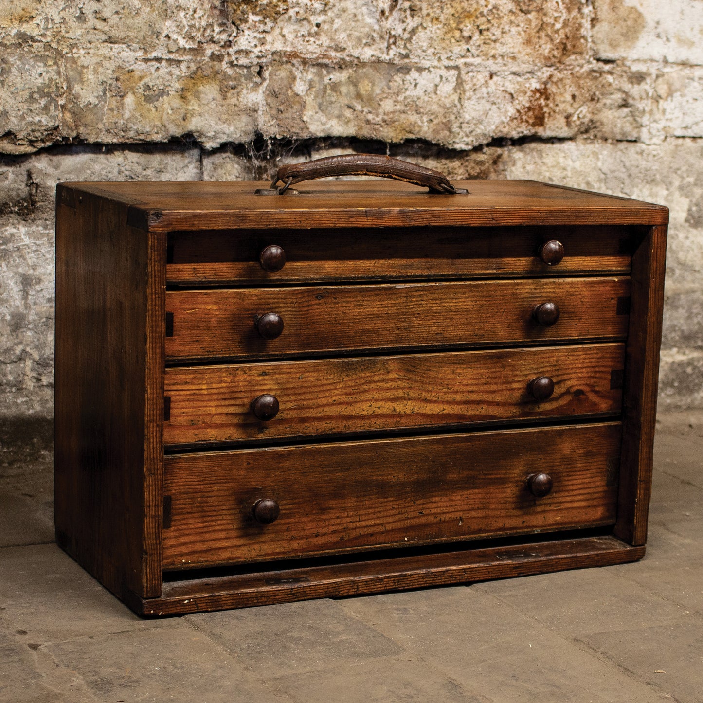 Antique Vintage Engineers Tool Chest Toolbox Wooden Drawers