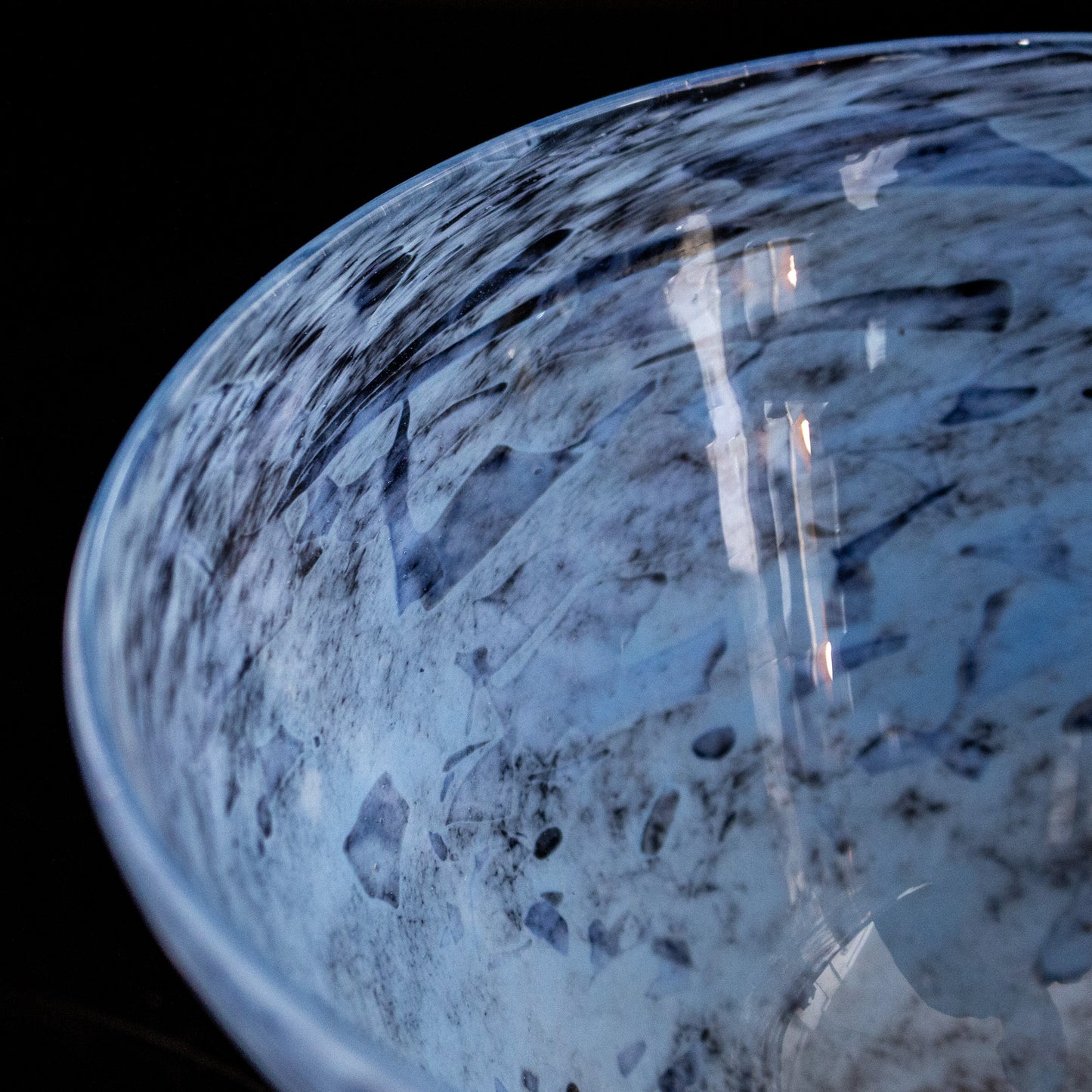Vintage Blue Hand Blown Glass Small Bowl Studio Glass Art