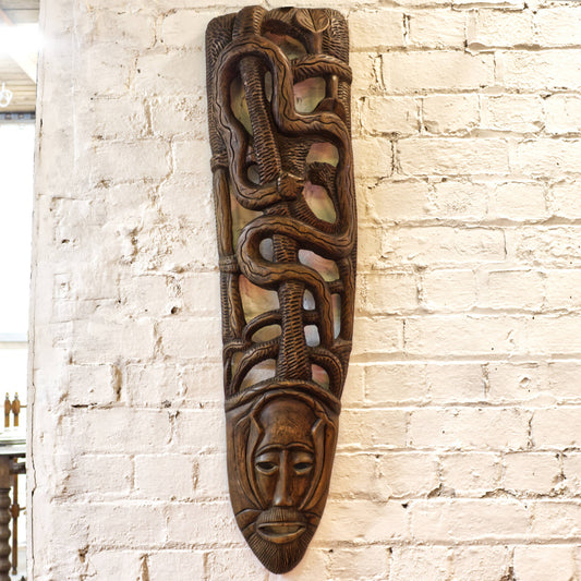 Hand carved Solid Wood Head / Snake Wall Art