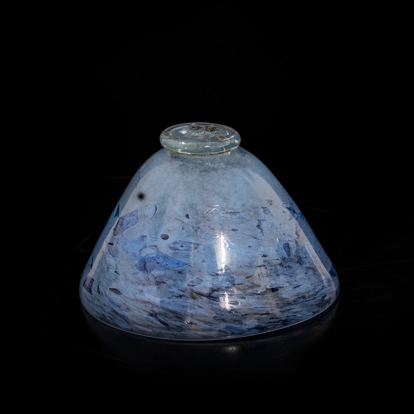 Vintage Blue Hand Blown Glass Small Bowl Studio Glass Art