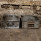 Vintage Pair Metal Galvanised Factory Part Bins Storage Boxes