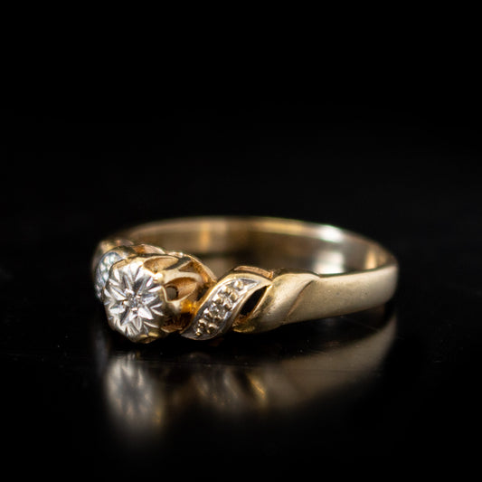 9ct Gold Diamond Set Ring Size M