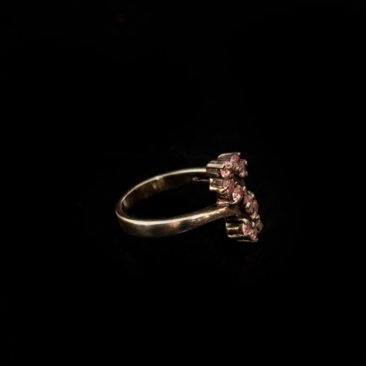 925 Silver Pink Stone Ring Size L