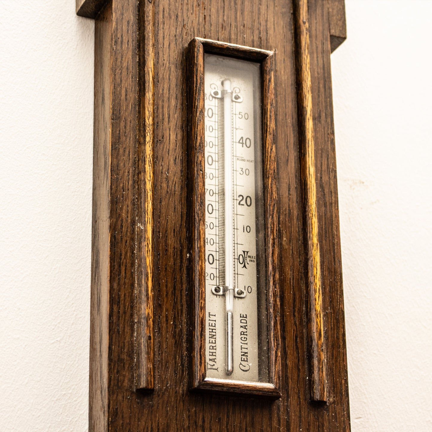 Antique Vintage Wall Mounted Solid Oak Barometer
