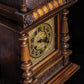 Antique Vintage Large Wooden Mechanical Mantel Clock With Brass Face