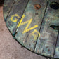 Reclaimed Wooden Cable Reel GWR Style Table With Metal Base