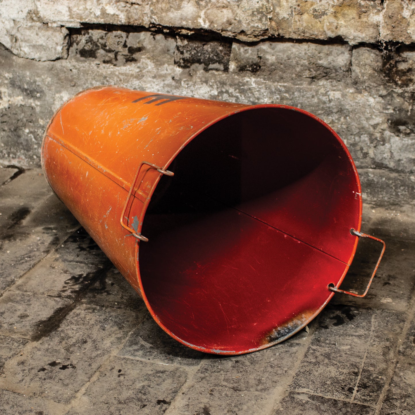 Vintage Rustic Red Fire Log Bucket / Bin