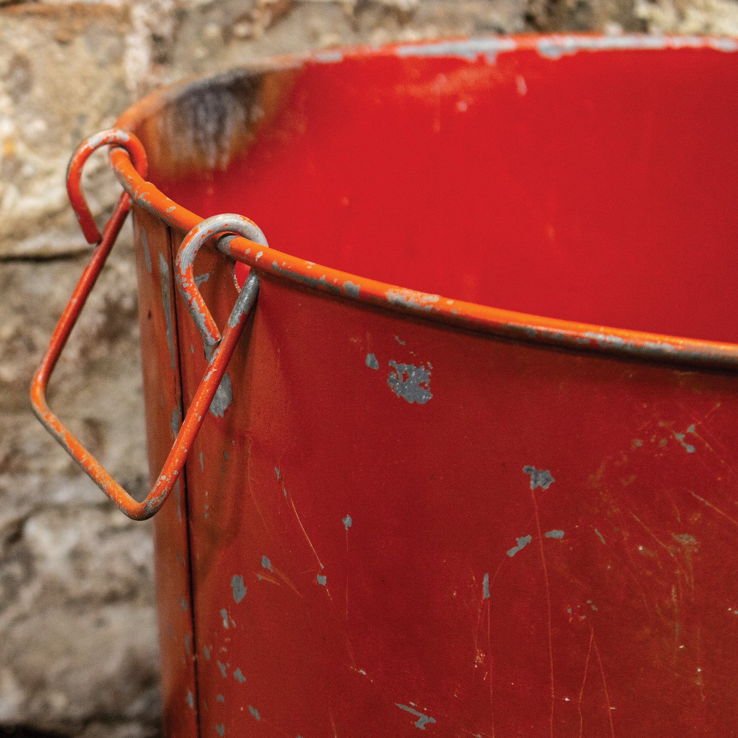 Vintage Rustic Red Fire Log Bucket / Bin