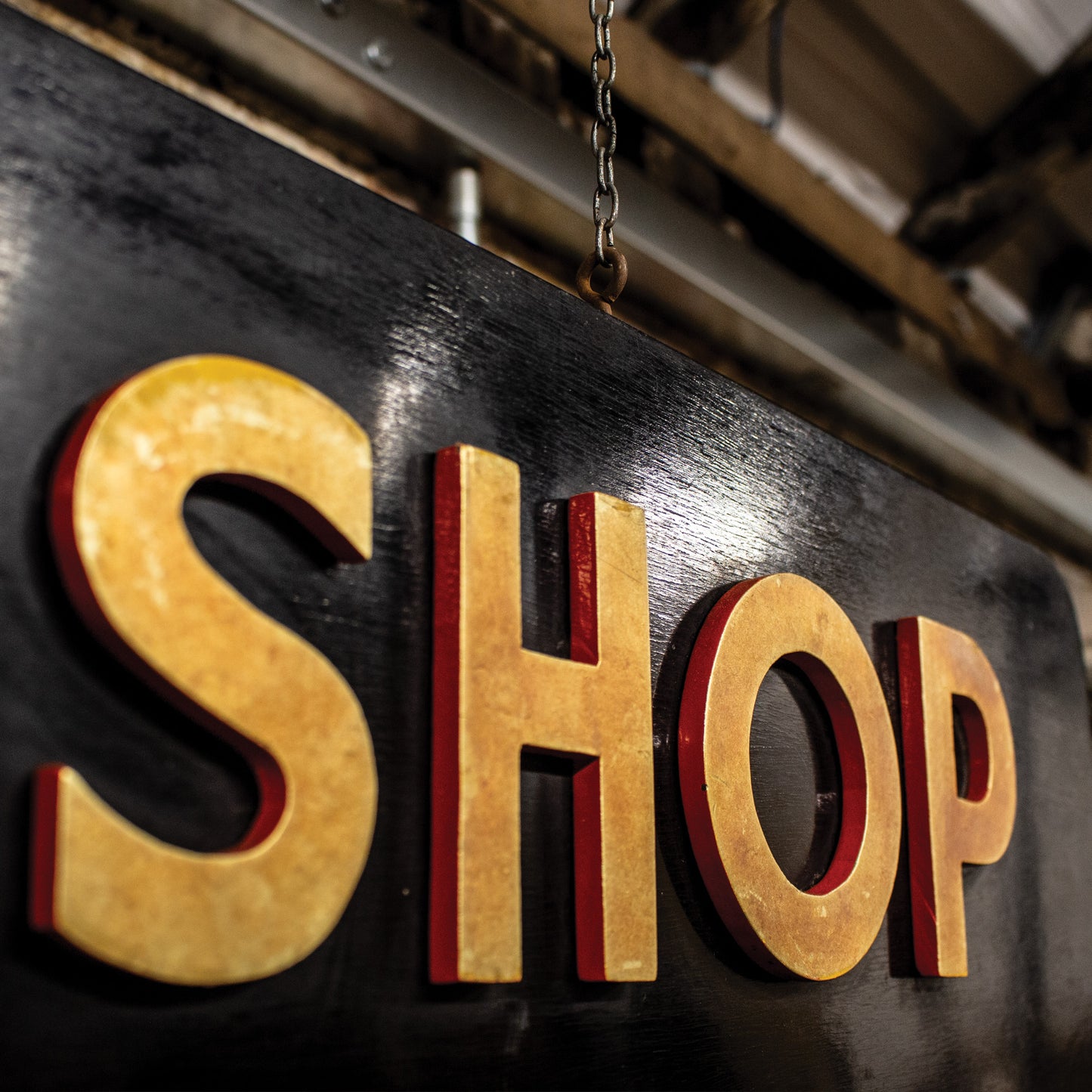 Vintage Painted Gold Effect Block Letter Gift Shop Hanging Sign