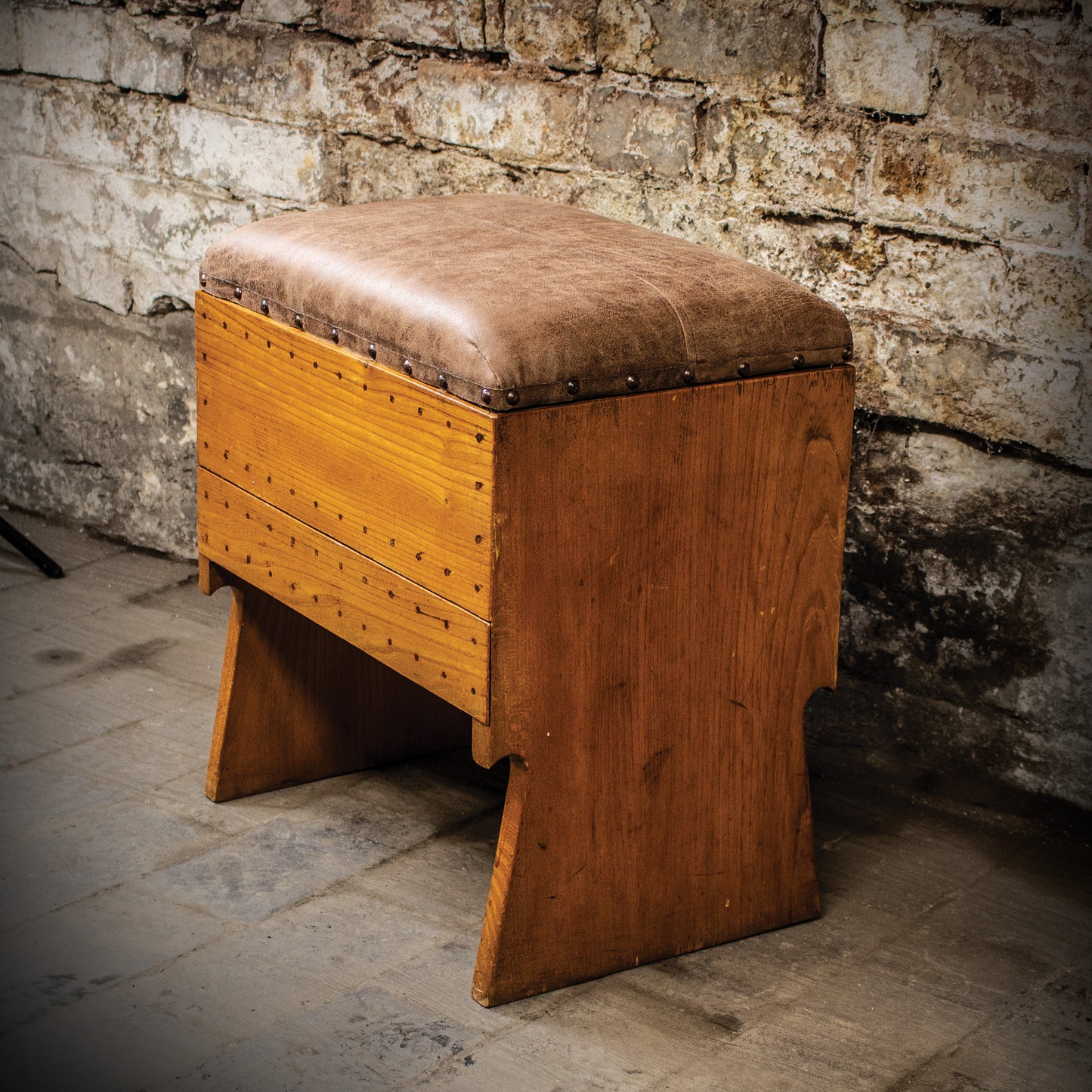 Vintage Piano Stool / Footstool With Drawer