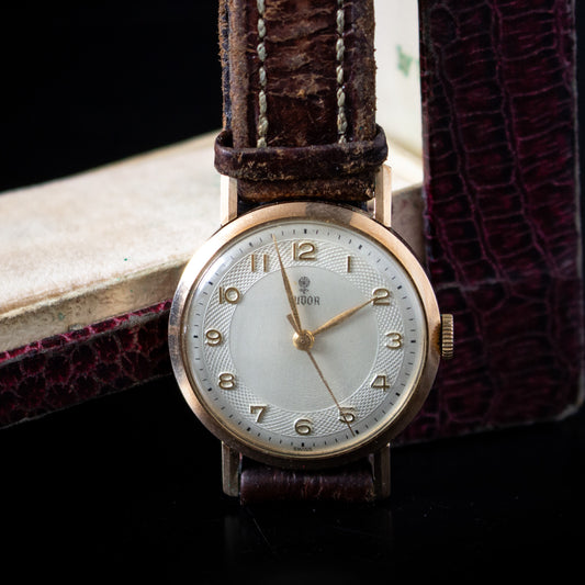 Vintage 1959 9ct Gold Tudor Rolex Watch With Box & Original Guarantee