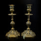 Antique Vintage Pair Of Brass Gothic Candlesticks
