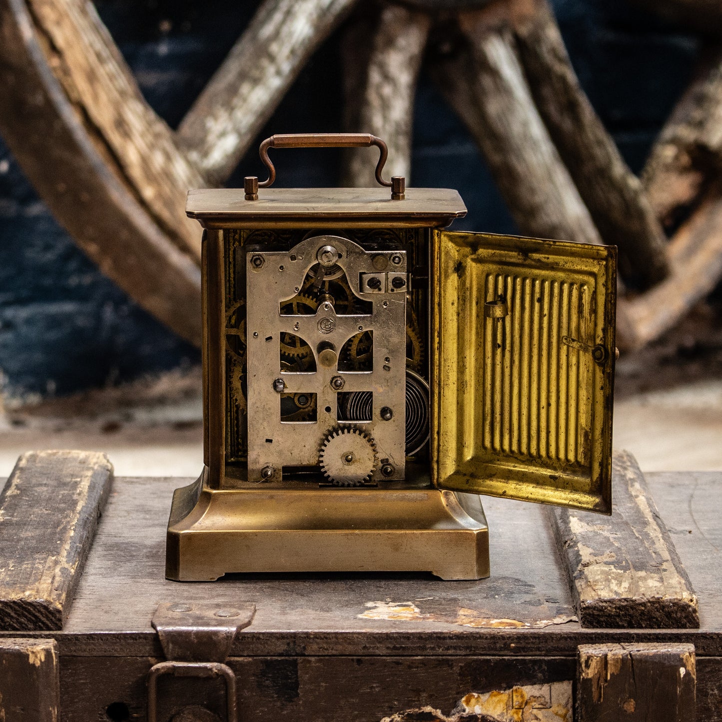 Antique Vintage Junghans Brass Mechanical Carriage Clock
