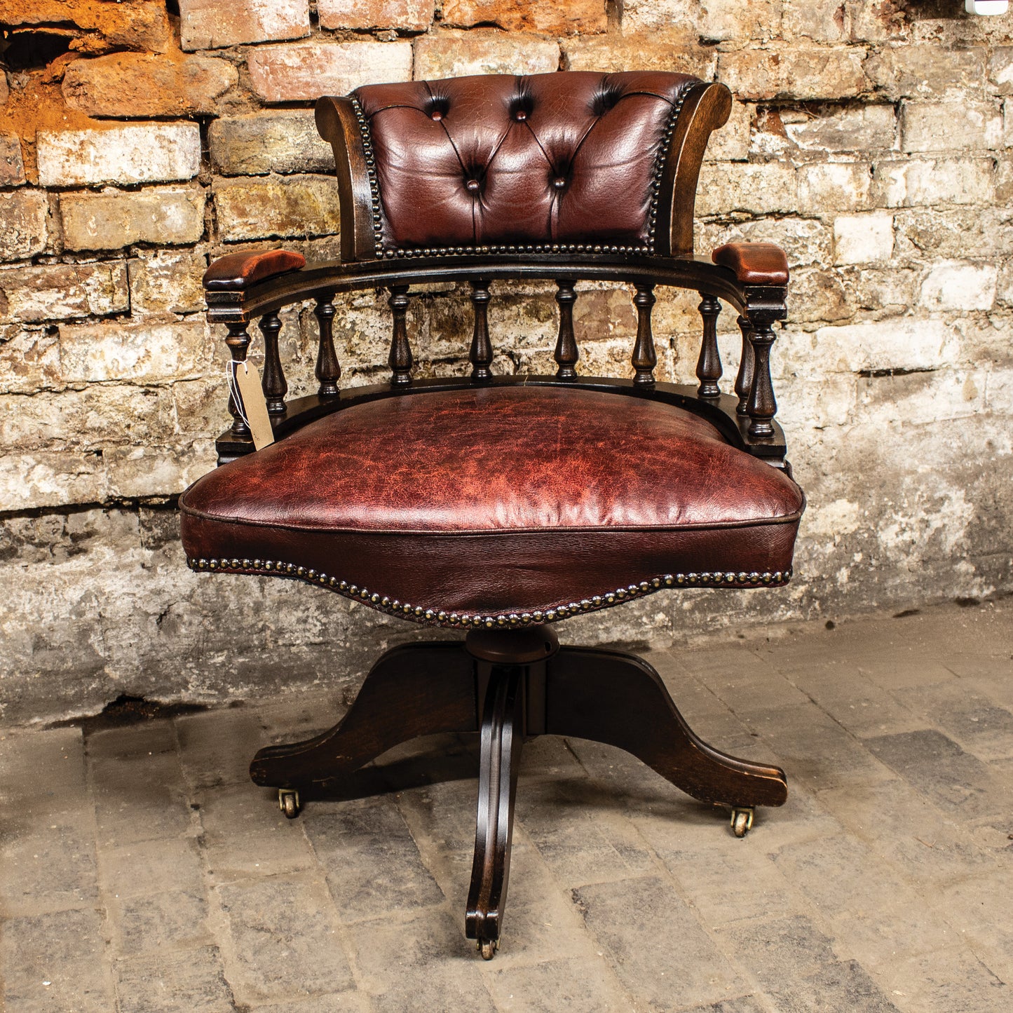 Vintage Oxblood Red Leather Captains Desk Chair