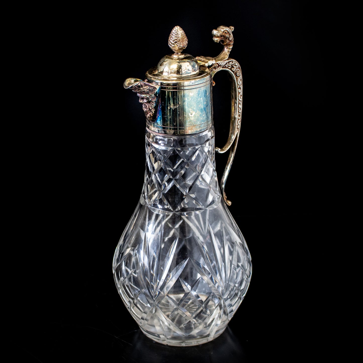Antique Vintage Mappin & Webb Silver Plate Cut Glass Claret Jug
