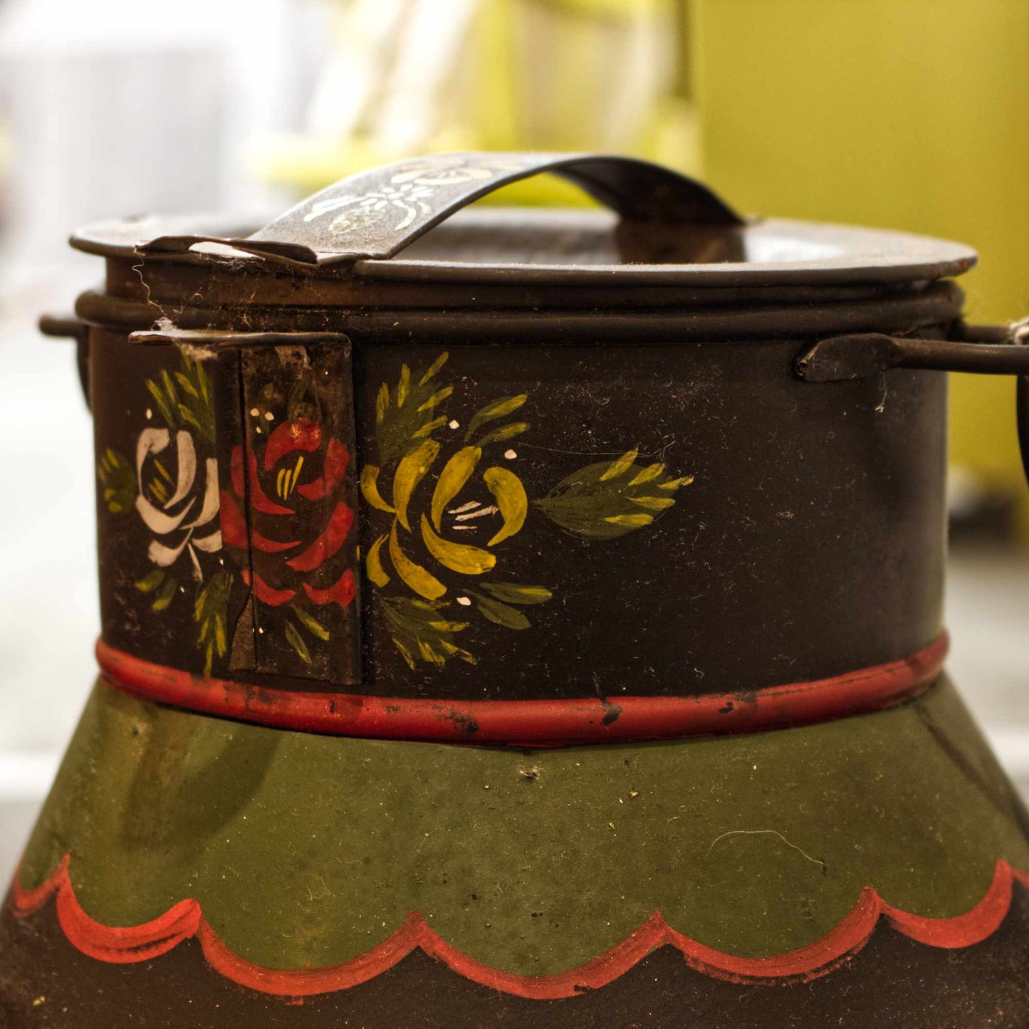 Vintage Hand Painted Milk Churn Home Decor Art