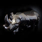 Vintage Large Heavy Wooden Carved Ebonised Rhino Ornament