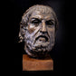 Greek Head Of Sophocles On Wooden Plinth Bronze Effect