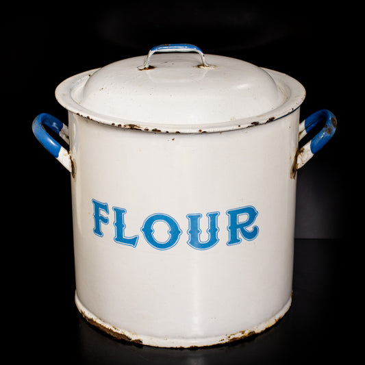 Vintage Enamel Flour Bin Container Storage Box