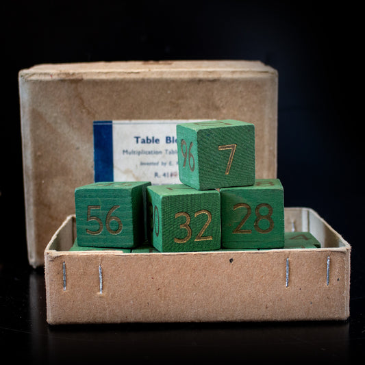 Vintage Wooden Multiplication Blocks Educational Toy
