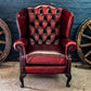 Oxblood Red Leather Chesterfield Wingback Armchair