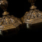Antique Vintage Pair Of Brass Gothic Candlesticks