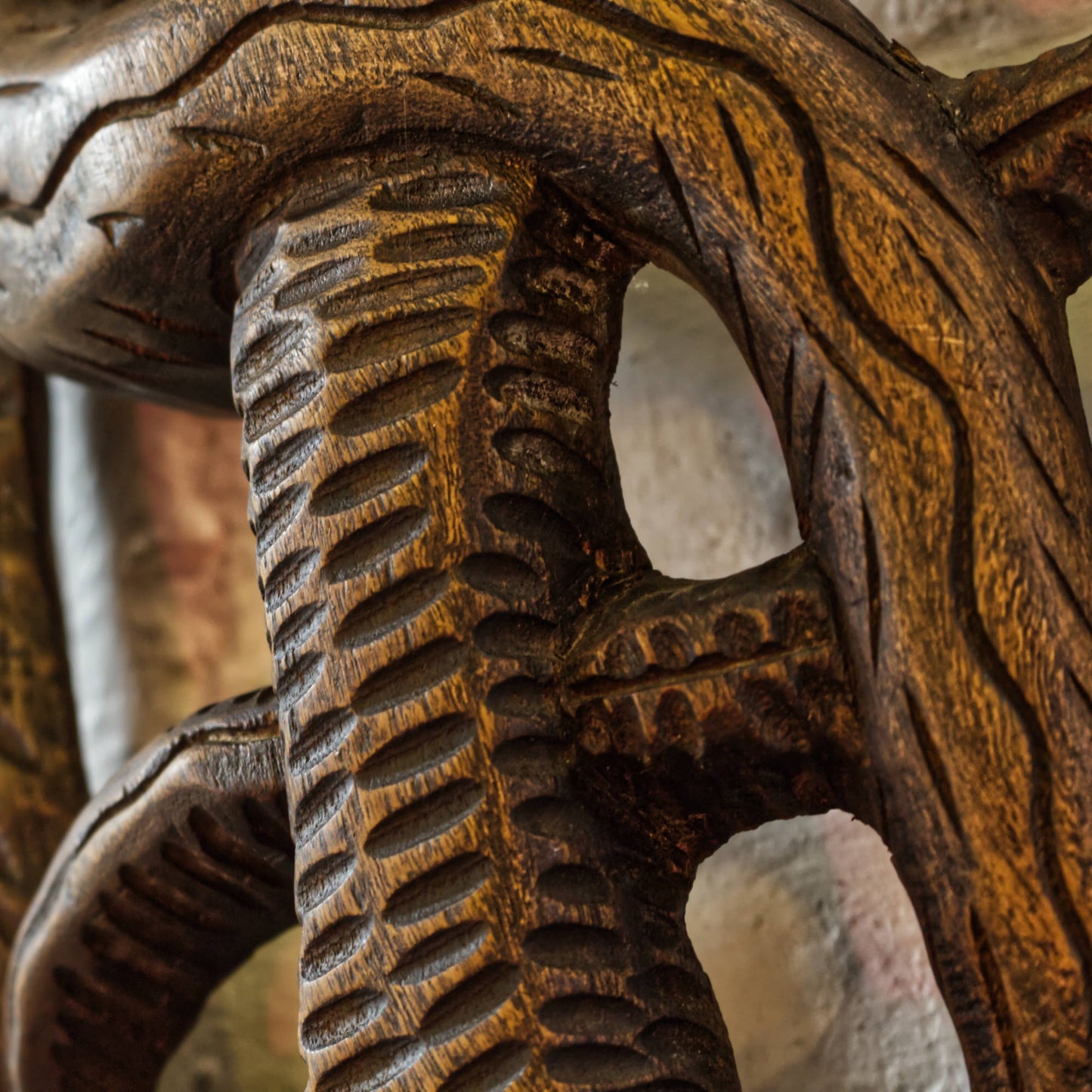 Hand carved Solid Wood Head / Snake Wall Art